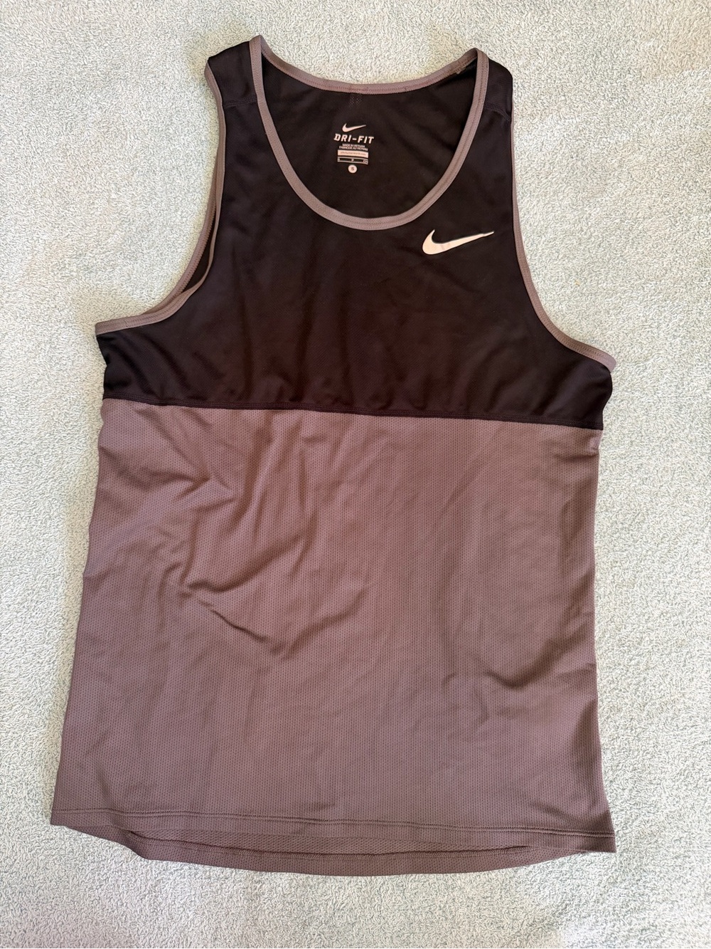 Nike Tank Top Mens S Black Grey Dri-FIT Mesh Colorblock Sleeveless